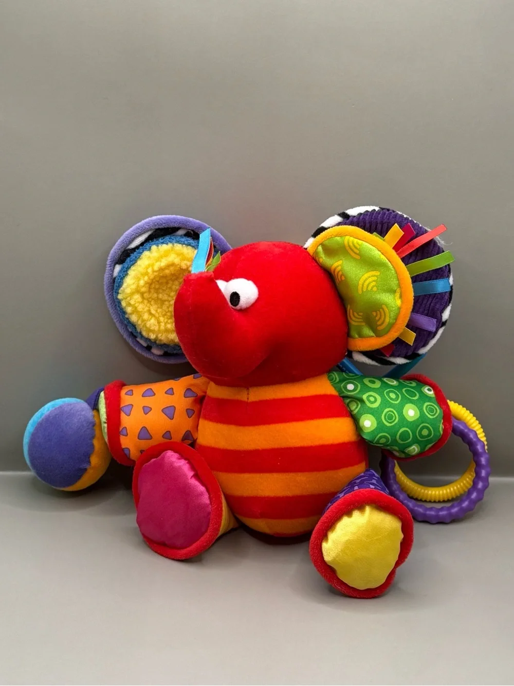 Vintage Lamaze Red Elephant Plush Stuffed Animal Baby Sensory Learning Toy